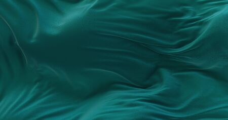 green textile cloth fabric wavingの写真素材