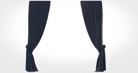 realistic stage curtains with a white backgroundの写真素材