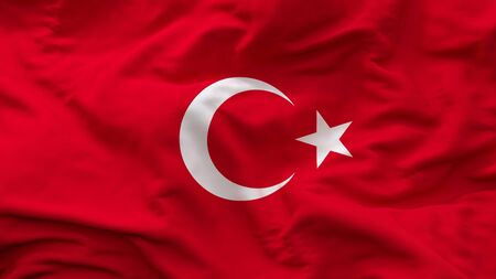 Turkey national Flag textile cloth fabric wavingの写真素材