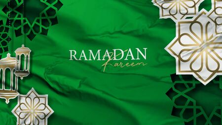 ramadan kareem banner silk velvet wavingの写真素材