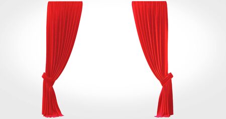 realistic stage curtains with a white backgroundの写真素材