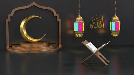 3D Elegant Ramadan Kareem mubarak backgroundの写真素材