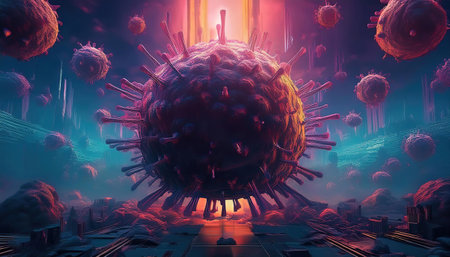 Virus cell background. Epidemic digital backgroundÂ 8kの写真素材