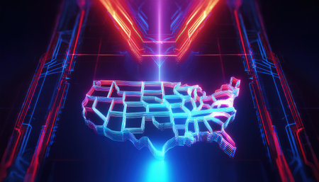 3d rendering of abstract background with neon lights.の写真素材