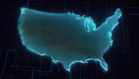 Digital map of USA on a dark background. 3D Renderingの写真素材