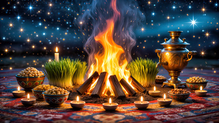 Novruz Fire Tuesday Celebrationの写真素材