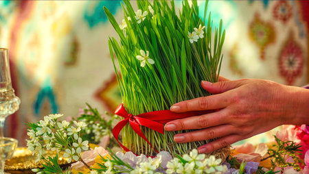 Nowruz holiday greeting card. Novruz bayram backgroundの写真素材