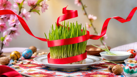 Nowruz holiday greeting card. Novruz bayram backgroundの写真素材