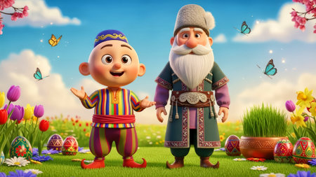 Novruz Adventure: Fun, Laughter, and the Arrival of Spring 3d rendering.