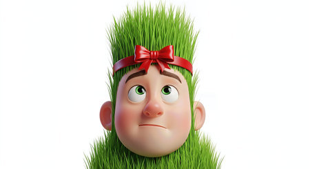 Novruz Spring Renewal Bald Man 3D Illustration with Samaniの写真素材