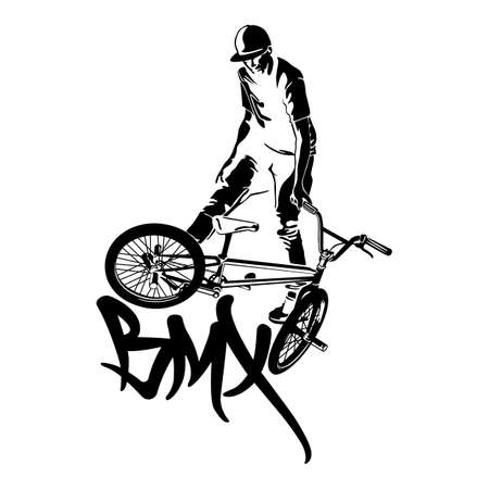 Creative vintage t-shirt graphic design, grange print stamp, bmx freestyle typographyのイラスト素材