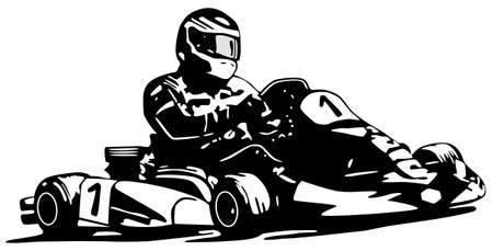Winner of the go-karting race illustration.のイラスト素材