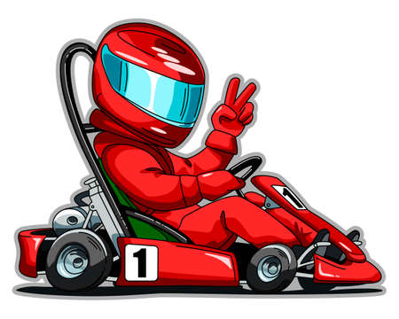 Winner of the karting race, logo illustration vector,のイラスト素材