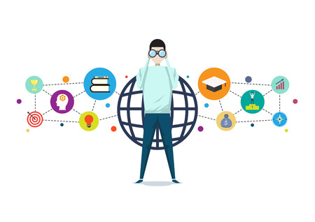 vision of business or education concept, goal success vector illustrationのイラスト素材