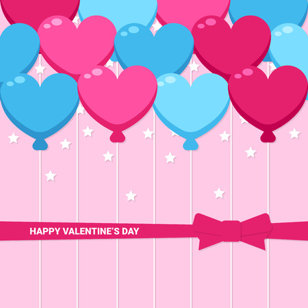 valentines gift card with heart balloon, love celebration vector designのイラスト素材