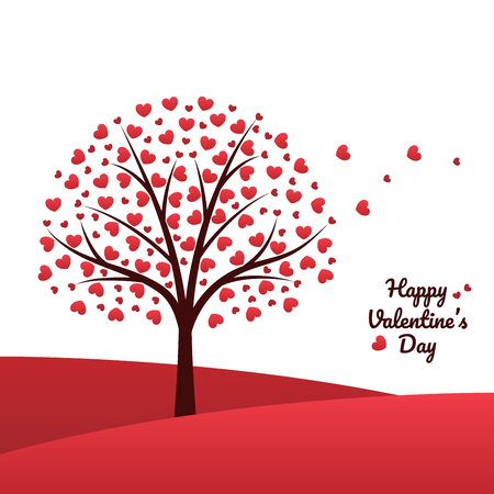 heart tree valentines day concept, love festival vector designのイラスト素材