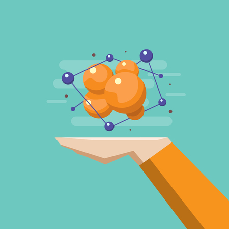 science in hand, molecules education concept, vector illustrationのイラスト素材