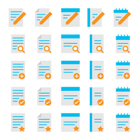 business document flat icon design, paper report symbol vectorのイラスト素材