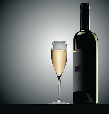 Glass Of Wine and bottle wineのイラスト素材