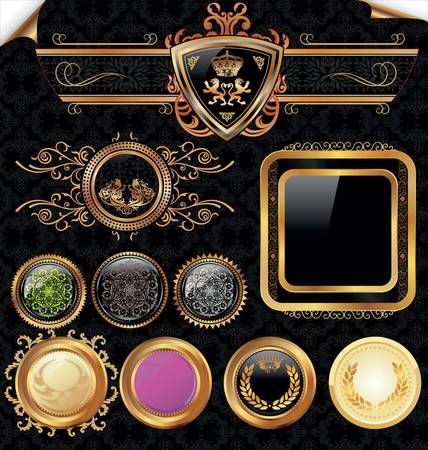 Golden Vintage Labels Set のイラスト素材