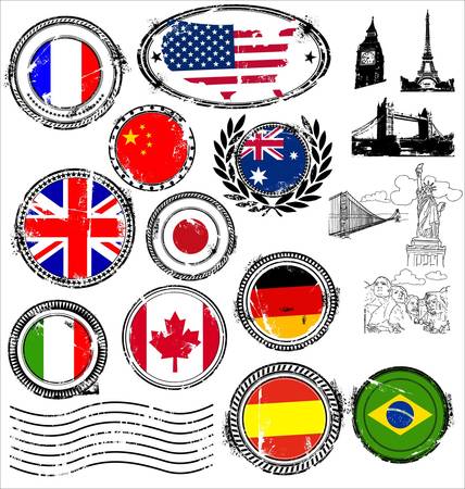 Grunge Landmarks Stampsのイラスト素材