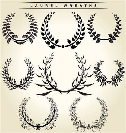 laurel wreaths setのイラスト素材