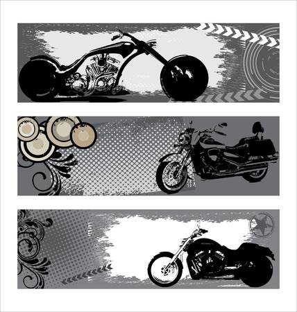 grunge motorbike bannersのイラスト素材