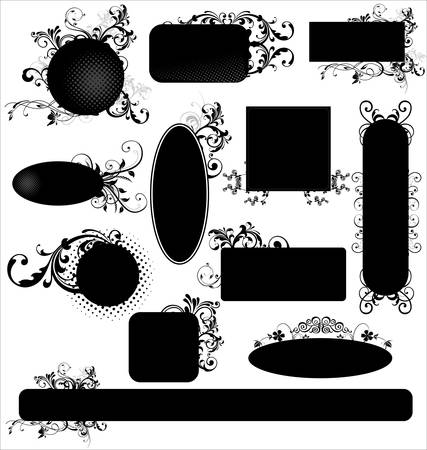 Black floral frames - setのイラスト素材