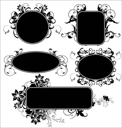 black floral framesのイラスト素材