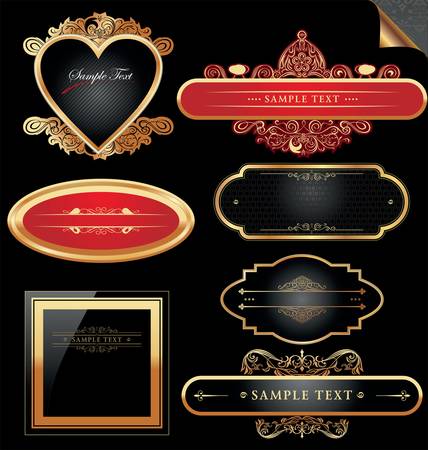 Ornate decorative golden vector framesのイラスト素材