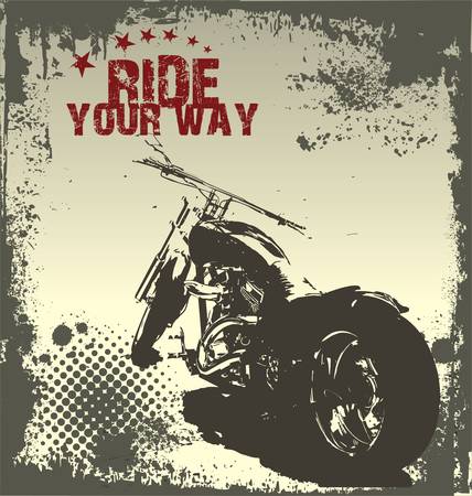 Ride Your Way - motorcycle grunge backgroundのイラスト素材