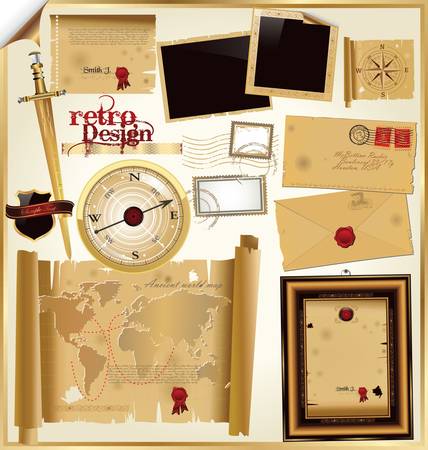Retro design elements のイラスト素材