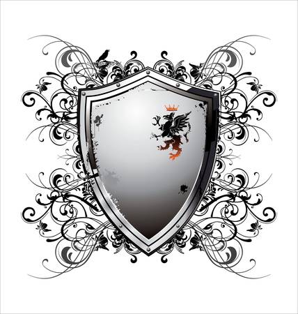 illustration of an abstract metallic shieldのイラスト素材