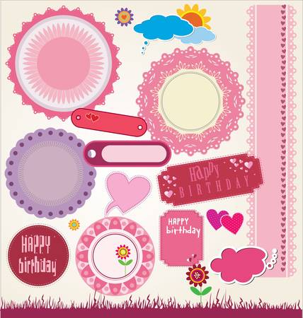 set of cute scrapbook elements  illustrationのイラスト素材