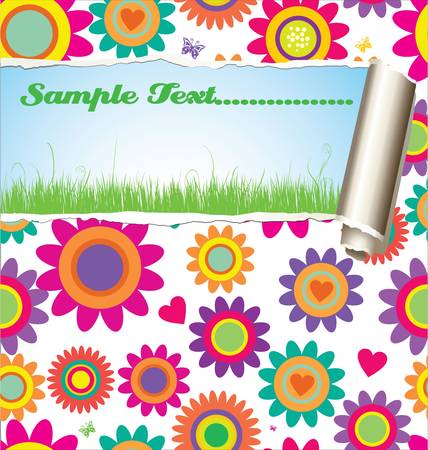 Flower pattern - damaged paper with place for textのイラスト素材