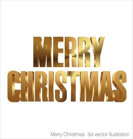 Merry Christmas 3d golden text illustrationのイラスト素材