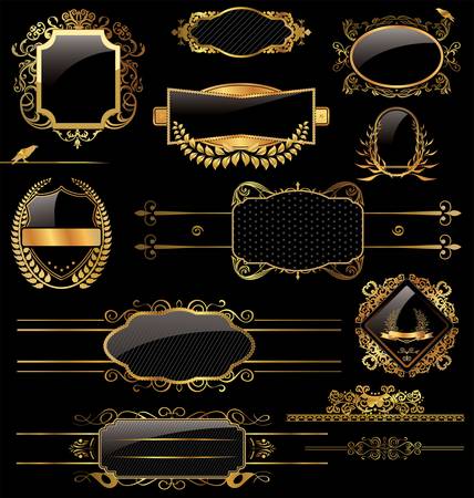 Elegant Gold And Black Labelsのイラスト素材
