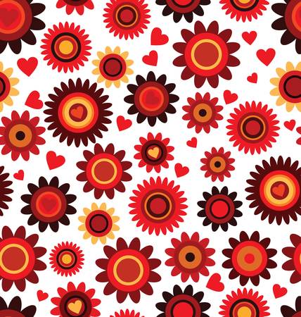 Seamless flower red retro background pattern in vectorのイラスト素材