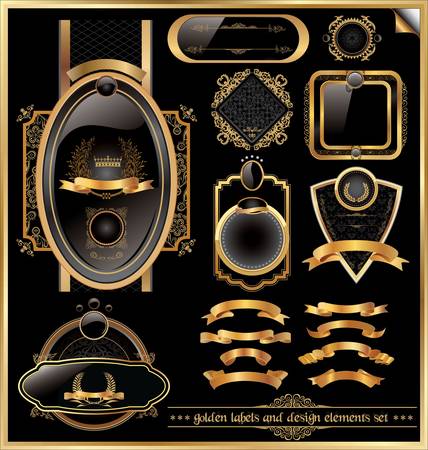Golden labels and design elements setのイラスト素材