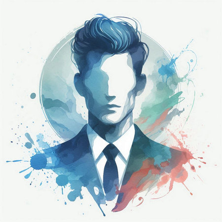 Portrait of a young man. Watercolor style. Vector illustration.の素材