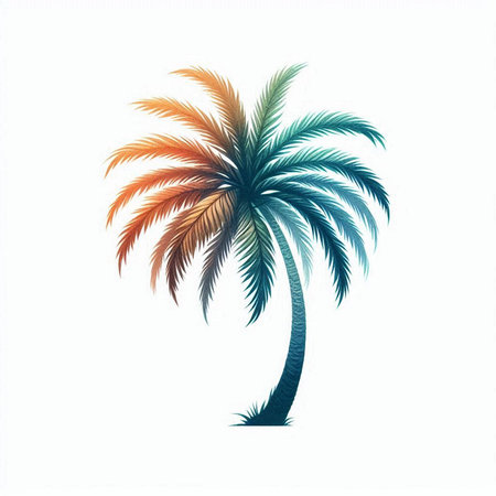 Palm tree icon. Vector illustration. Isolated on white background.の素材