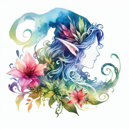 Watercolor floral background. Hand-drawn illustration for your design.の素材