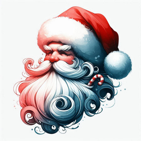 Santa Claus with Christmas candy in his hand. Vector illustration for your designの素材