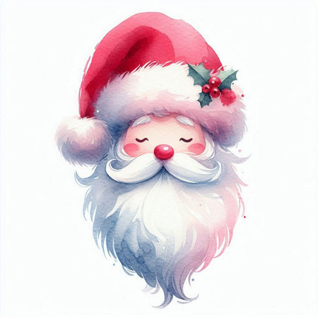 Watercolor Santa Claus illustration. Hand painted isolated on white background.の素材