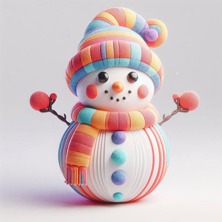 Snowman made of plasticine on a white background. Isolatedの素材