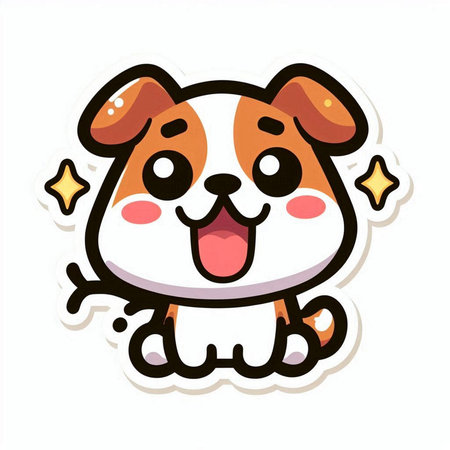 Cute cartoon dog. Vector illustration isolated on a white background.の素材