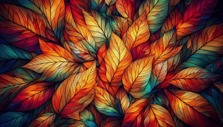 Colorful leaves background. Abstract leaf texture. Colorful leaves backgroundの素材