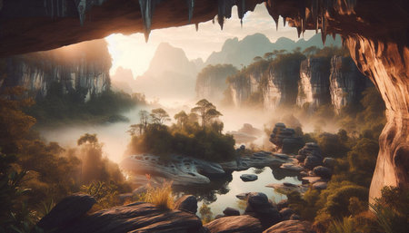 Caves in Zhangjiajie National Forest Park, Hunan Province, Chinaの素材