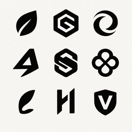 Set of black and white logos. Vector design elements for corporate identity.の素材
