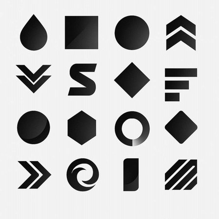 Set of black and white abstract geometric shapes. Vector design elements.の素材